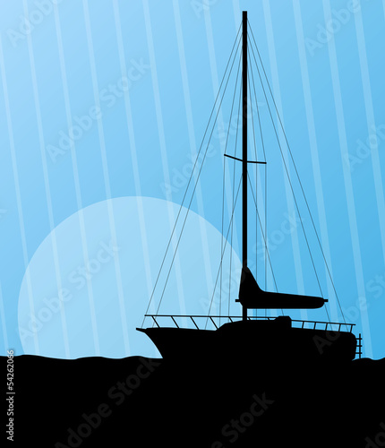 Yacht, boat sailing vector background