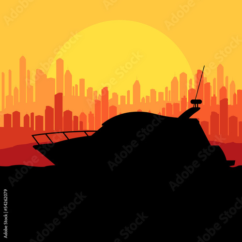 Yacht, boat sailing vector background