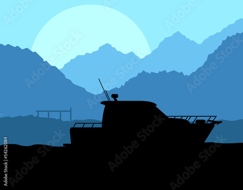 Yacht, boat sailing vector background