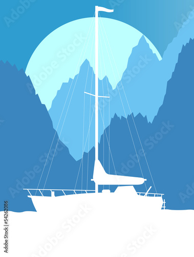 Yacht, boat sailing vector background