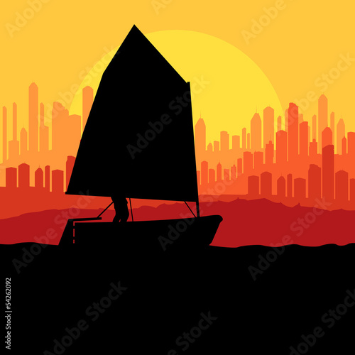Yacht, boat sailing vector background