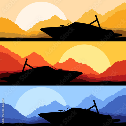 Yacht, boat sailing vector background