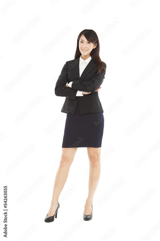 full length beautiful businesswoman standing with isolated on wh full length beautiful businesswoman standing with isolated on wh