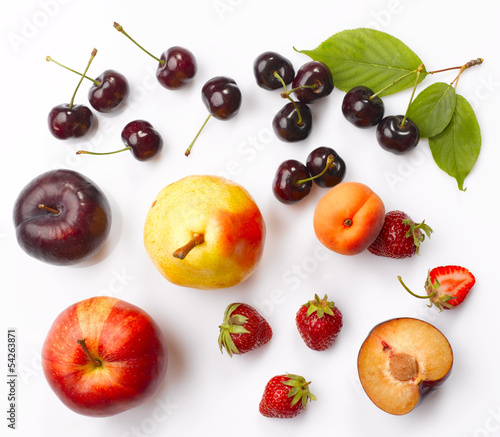 Various Fruits On White