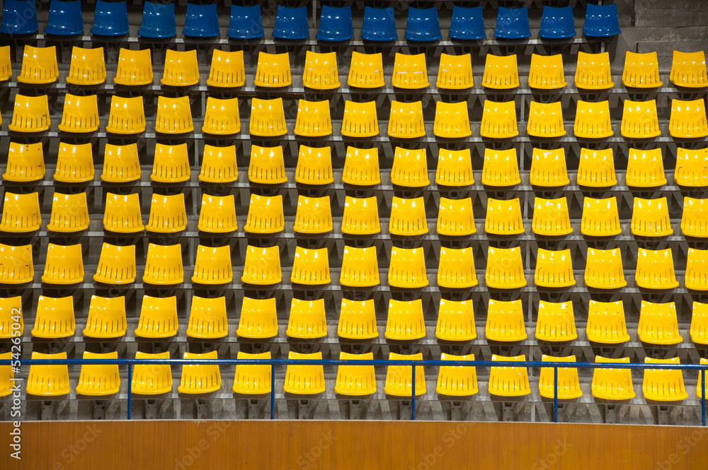 custom made wallpaper toronto digitalPlenty of yellow and blue plastic seats at stadium .