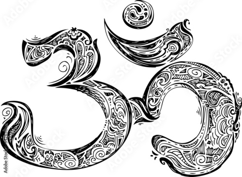 Om symbol, black sketched doodle
