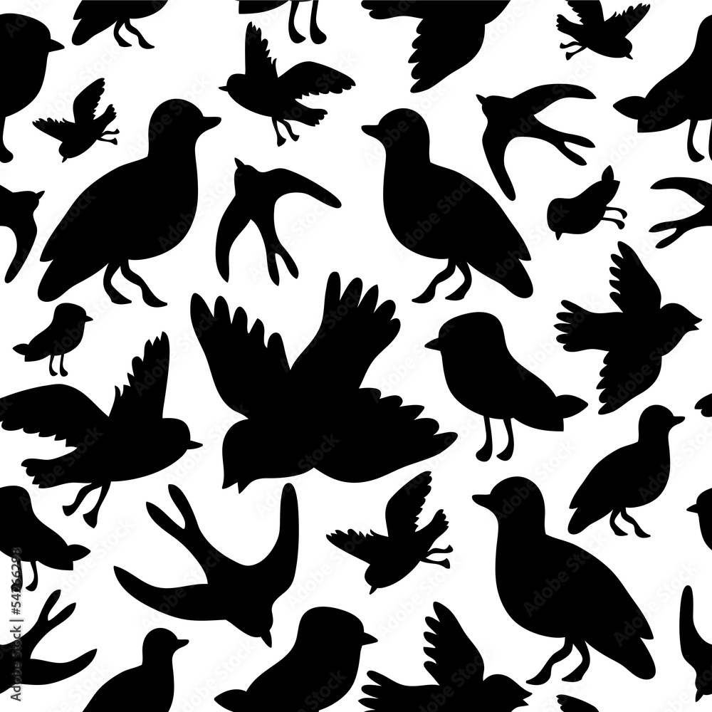 Fototapeta premium Seamless pattern with silhouettes of birds