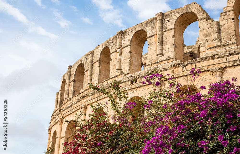 Obraz premium ancient colosseum in El Jem, Tunisia