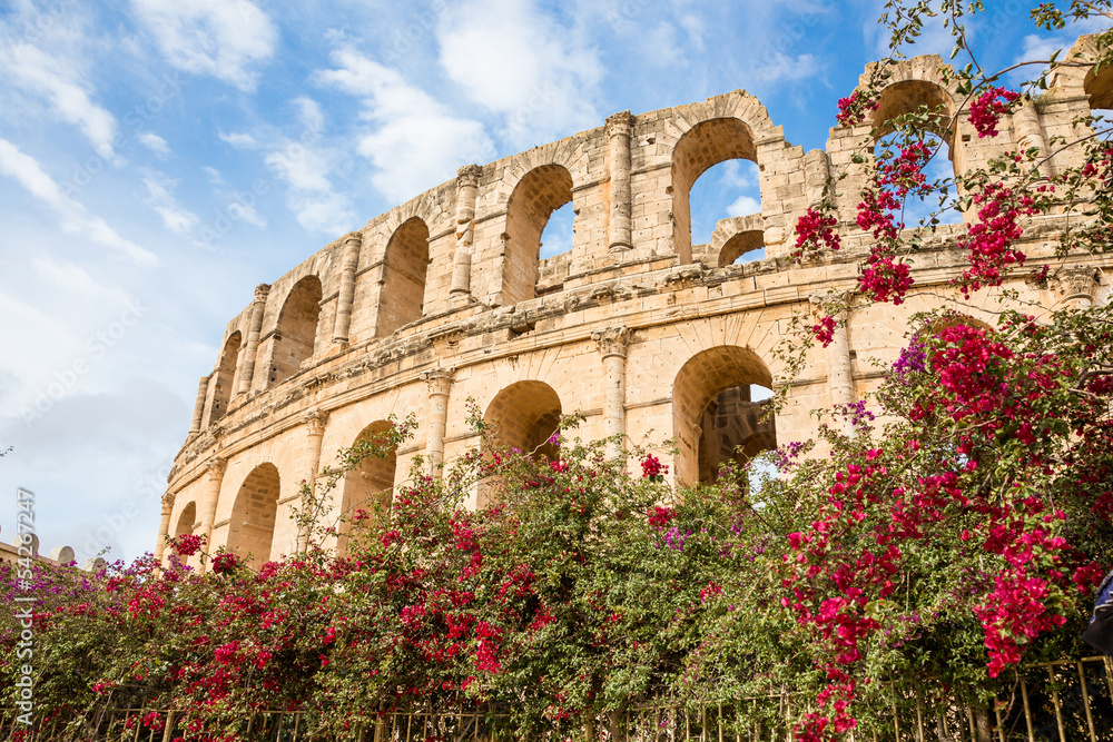 Obraz premium ancient colosseum in El Jem, Tunisia