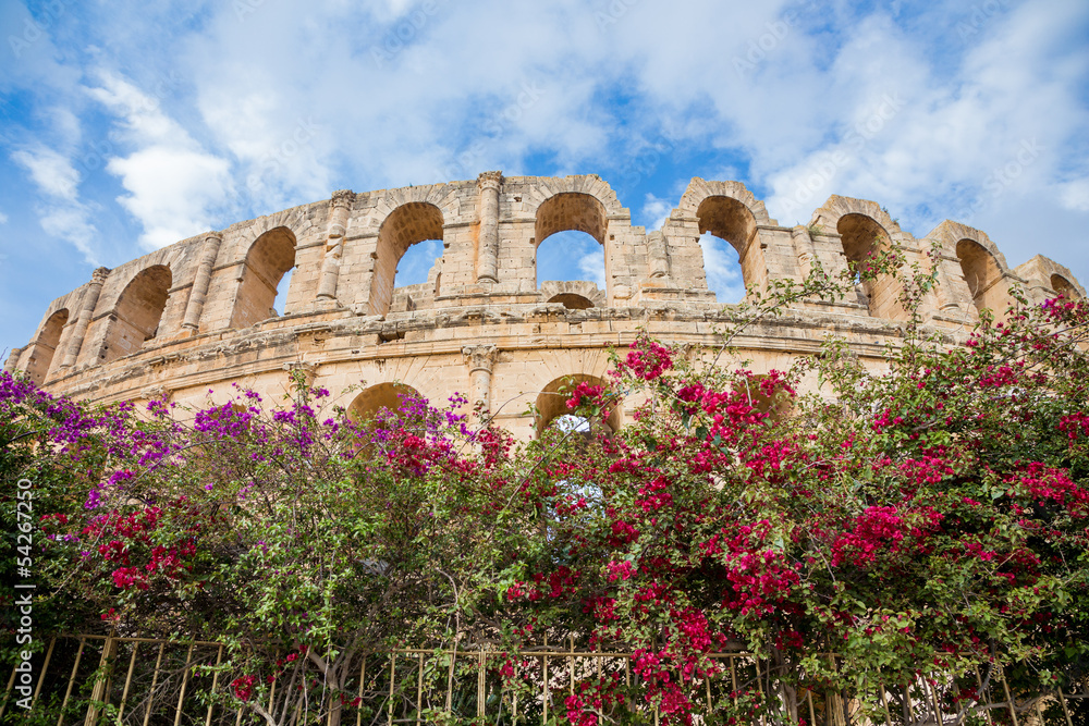 Obraz premium ancient colosseum in El Jem, Tunisia