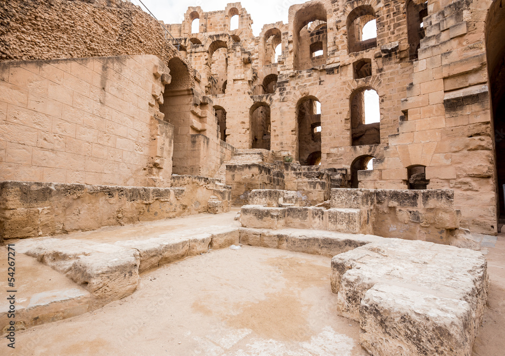 ancient colosseum in El Jem, Tunisia