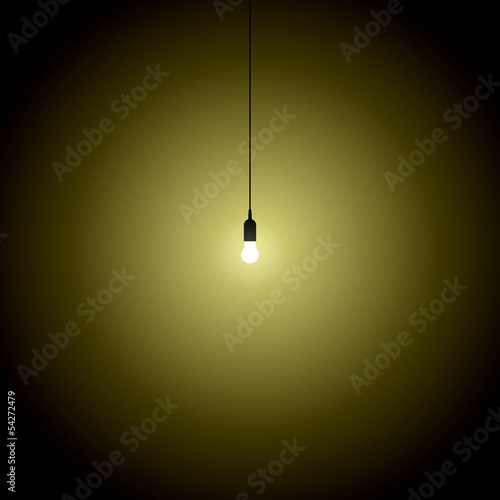 hanging bulb lights turned over on black background