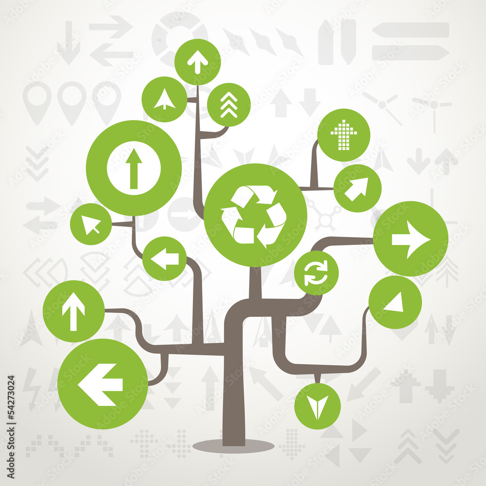 Abstract green tree with different arrows Abstract green tree with different arrows