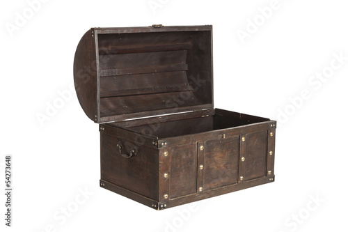 Open treasure chest isolated photo