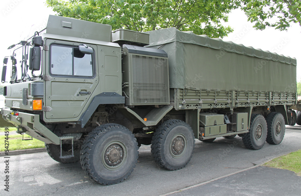 A Large Heavy Duty Military Transport Lorry Truck. A Large Heavy Duty Military Transport Lorry Truck.