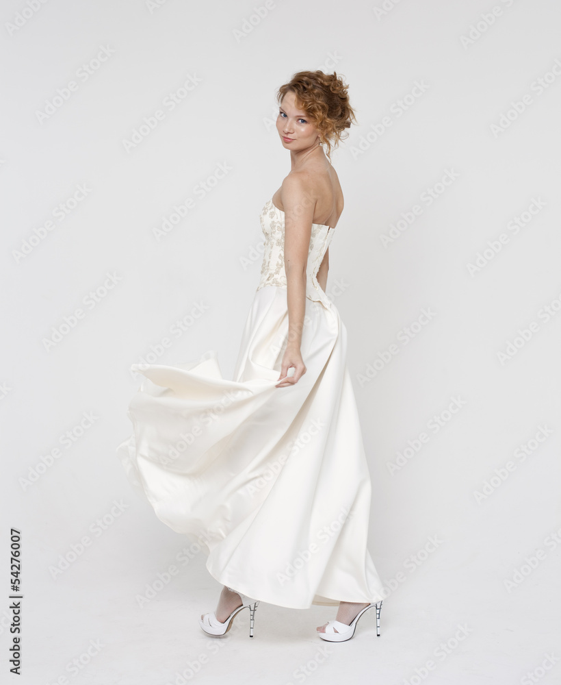 Beautiful blonde bride wearing wedding dress Beautiful blonde bride wearing wedding dress