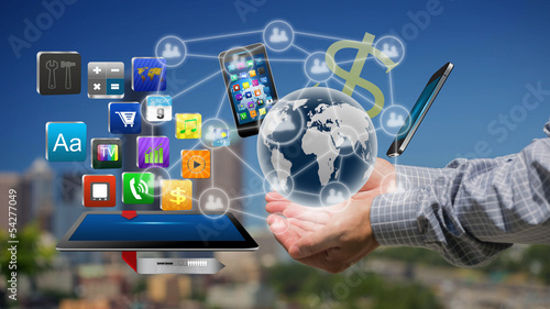 Technology in the hands of businessmen ,Creative Business