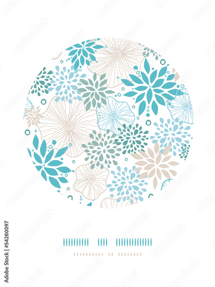 Vector blue and gray plants circle decor pattern background Vector blue and gray plants circle decor pattern background