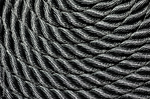 Coiled black rope