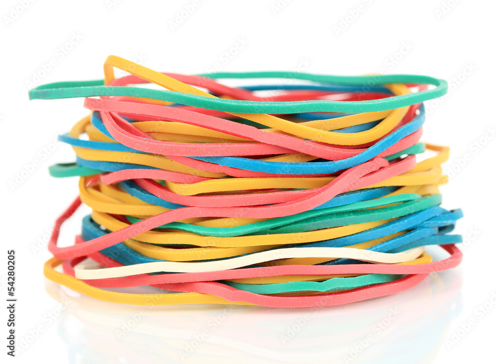 Colorful rubber bands isolated on white