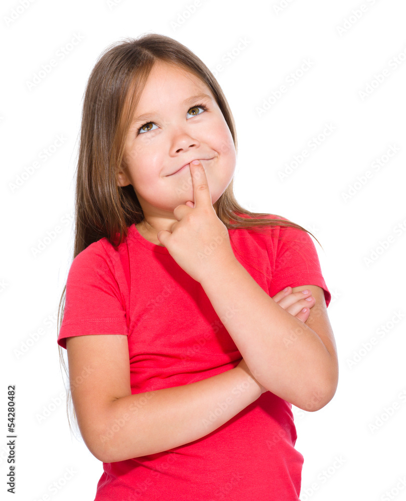 Little girl is thinking about something Little girl is thinking about something