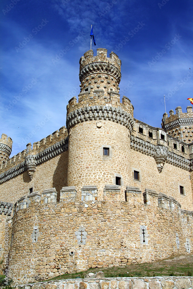 Tower detail in castle, Manzanares El Real, Spain Tower detail in castle, Manzanares El Real, Spain