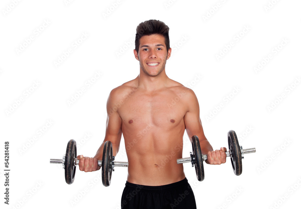 Muscled guy lifting weights Muscled guy lifting weights