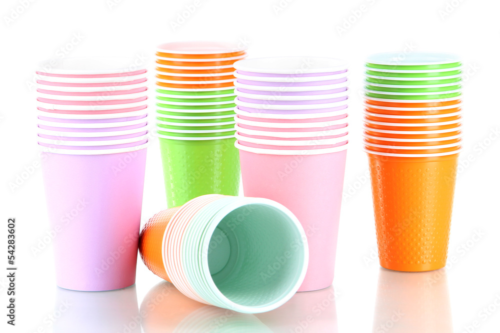 Cups in different color isolated on white Cups in different color isolated on white