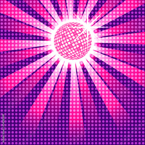 Pink discoball with funky polka dot overlay, EPS10 Vector