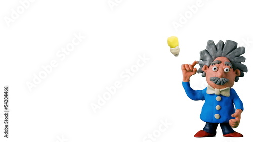 Cartoon scientist having an idea (including alpha channel).