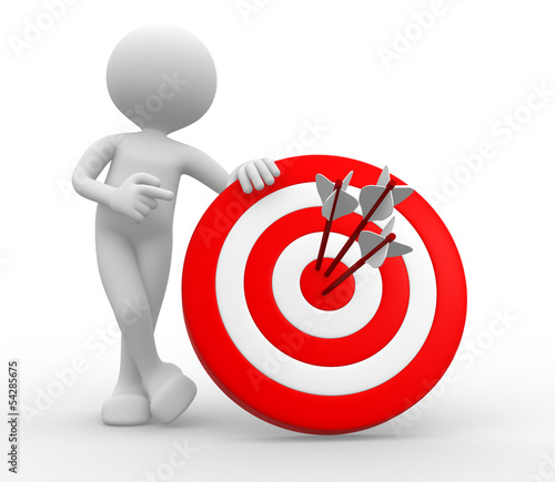 3d man, with a target and a...