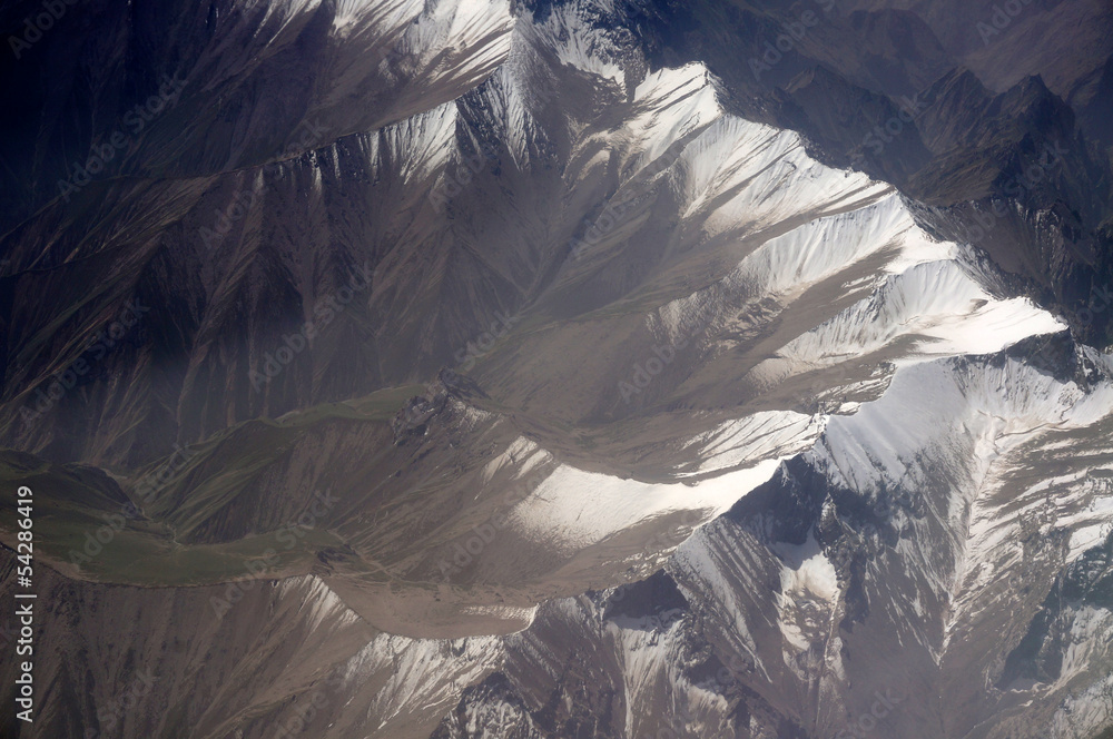 Fototapeta premium aerial view of Karakoram mountains of Sinkiang, China