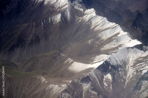 aerial view of Karakoram mountains of Sinkiang, China photo