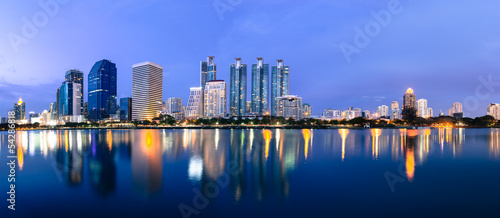 business buildings area and office  cityscape at twilight panora