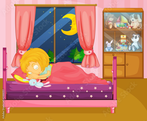 A girl sleeping soundly in her room