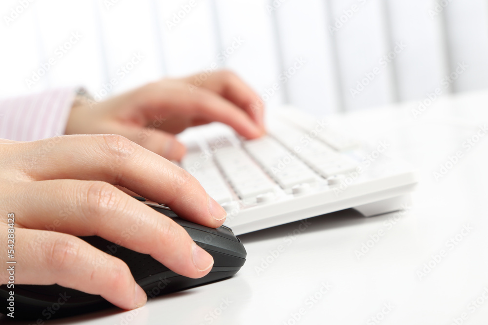 Business woman typing document Business woman typing document
