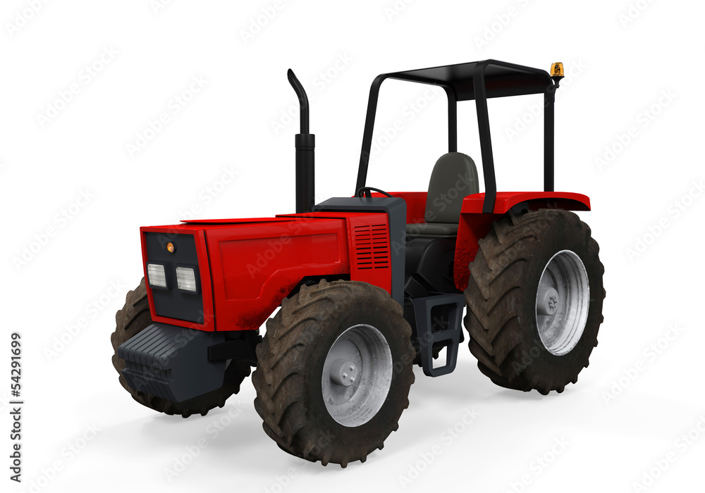 Obraz premium Red Tractor Isolated