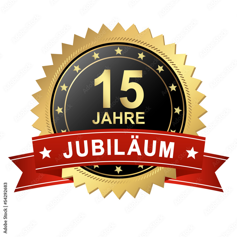 Button mit Banner - Jubiläum 15 Jahre Button mit Banner - Jubiläum 15 Jahre