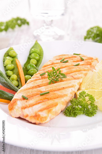 grilled salmon and vegetables