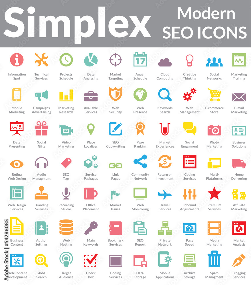 Simplex - Modern SEO Icons (Color Version) Simplex - Modern SEO Icons (Color Version)