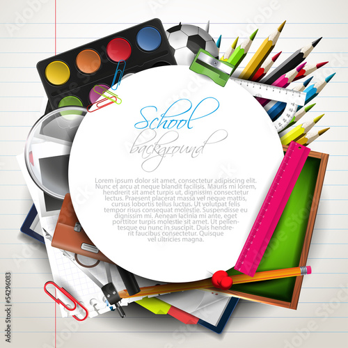 School supplies on white background