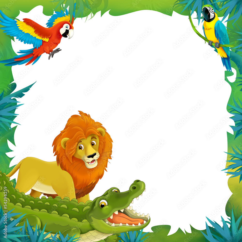 Cartoon safari - jungle - frame border template Stock Illustration | Adobe  Stock