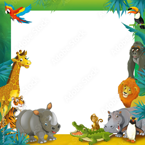 Canvas Print Cartoon safari - jungle - frame border template