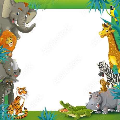 Cartoon safari - jungle - frame border template