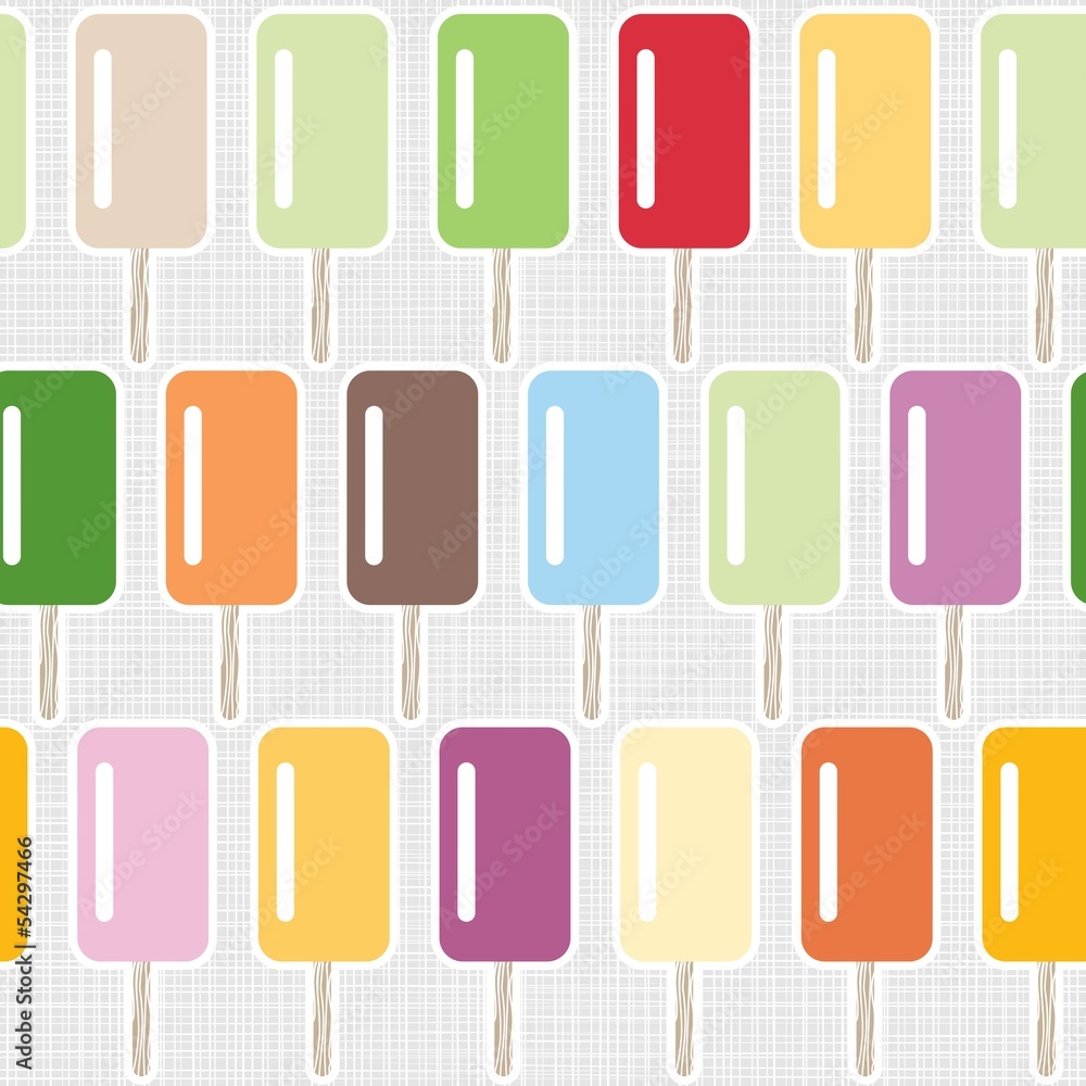 Fototapeta premium kolorowe lody na patyku w równych rzędach nieskończony deseń