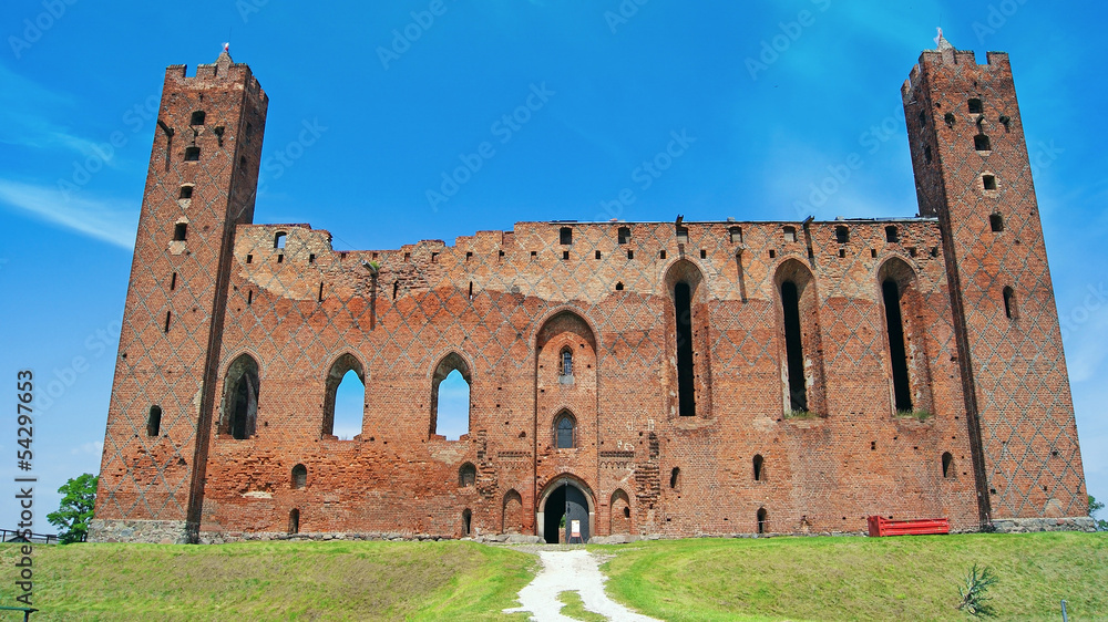 Ruins of medieval Teutonic Order castle in Radzyn Chelminski, Poland