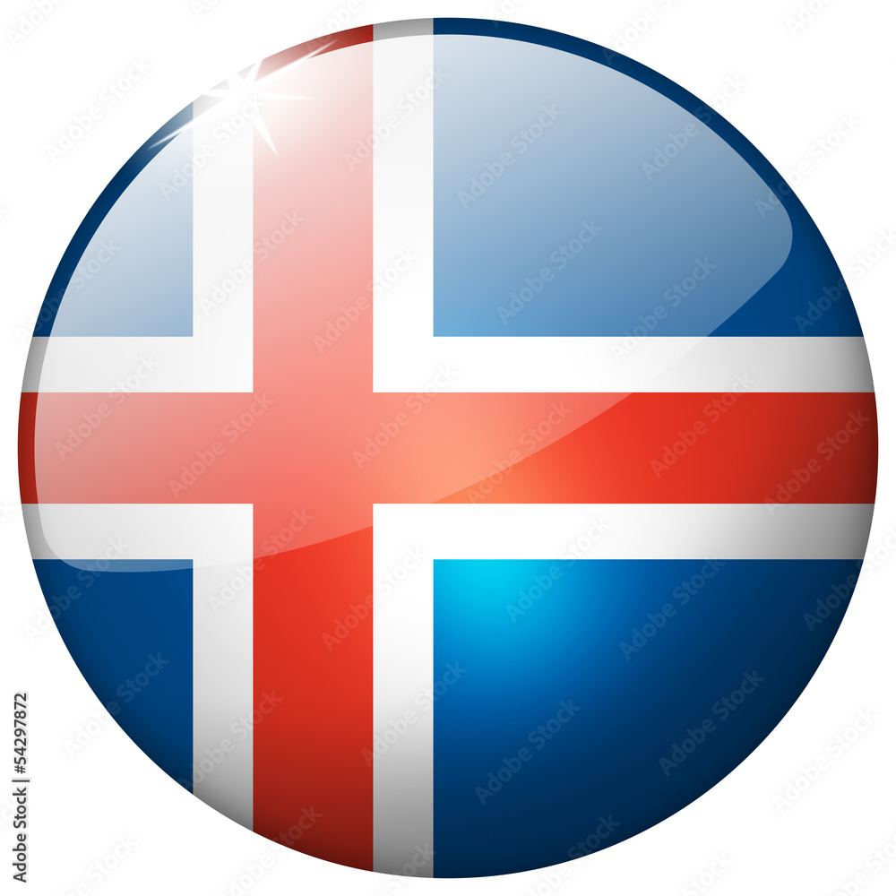 Iceland Round Glass realistic isolated button Iceland Round Glass realistic isolated button