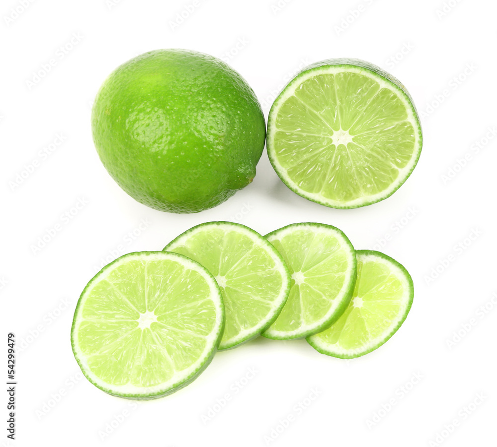 Fresh lime and slices. Fresh lime and slices.
