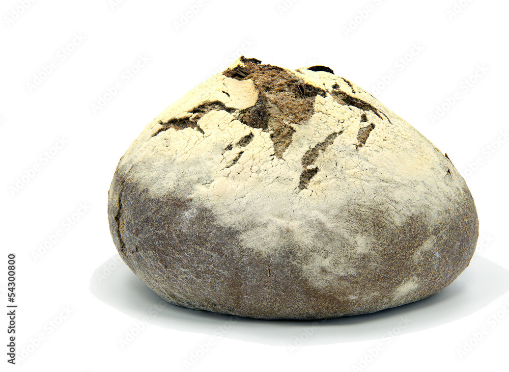 Traditional grey bread isolated on white