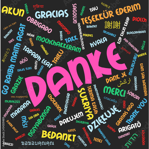"DANKE" Karte (Vielen Dank Sehr Schön Glück Vergnügen)